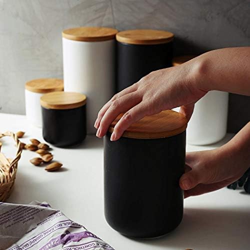 XUDREZ Food Storage Jar - Керамични Банка За Съхранение на Продукти с Херметически Капак От Бамбук, Модерен Дизайн, Керамични Филтъра За Съхранение на Продукти за Насипен Чай,