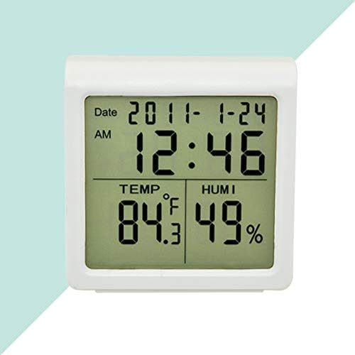 LIOOBO Дигитален Влагомер Вътрешен Външен Термометър Монитор Влажност Часовници Барометър Термометър, Влагомер (бяло, без батерия)