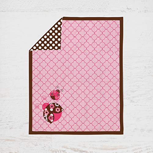 Bacati Ladybug Pink/Chocolate 10 Pc Girls Crib Set with 2 Crib Sheets (Броня в комплект не е включена).