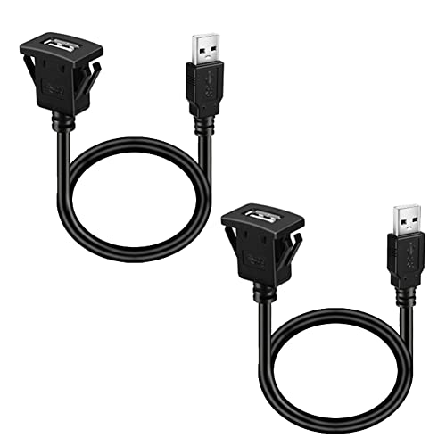 BATIGE Square Single Port USB 3.0 Panel Flush Mount Extension Cable with Buckle for Car Truck Boat Motorcycle