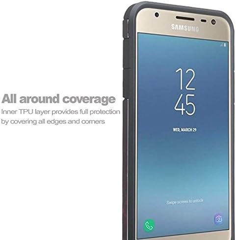 [SPYCASE] Galaxy J3 Star, J3 V 3rd Gen /J3 Achieve/Express Prime 3 /Amp Prime 3 w/[Закалено стъкло Протектор на екрана] устойчив на удари силиконов калъф е Съвместим за Samsung J3 2018 - Ярко-Розово сърце