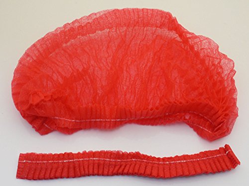 Да!Пресни 100 бр за Еднократна употреба от нетъкан клипове Моп Caps Hairnets Head Cover, 21, с 6-цветове по избор (червено)