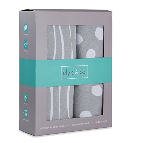 Комплект чаршафи за легла | Toddler Sheet Set 2 Pack Джърси Памук Сиво и Бяло Абстрактни Ивици и точки от Ely's & Co