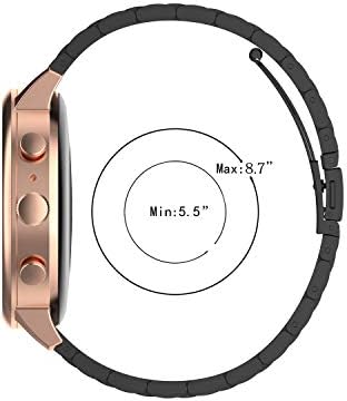 FitTurn е Съвместим с Rinsmola 2021 Smart Watch Band Quick Release Classic От Неръждаема стомана Метална каишка за часовник Метални въжета за Rinsmola P22D Smartwatch (черен)