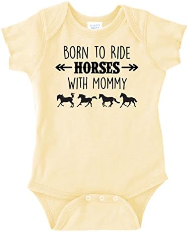 Born to Ride with Horses Mommy, Short Sleeve Horse Bodysuit, Baby Boy or Girl - Equestrian Pony Onesie Gift