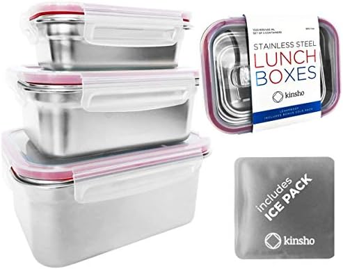 Обяд - Кутия От Неръждаема Стомана, Съдове За Съхранение на Хранителни Продукти с Капаци и Пакет с Лед,