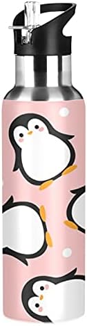 Сладък Животински Пингвин Детска Бутилка За Вода, Термос със Слама Училище Термос С Вакуумна Изолация От