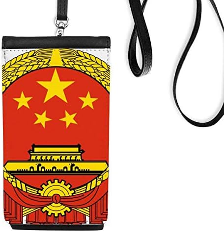 Китайската Национална Емблема На Държава Телефона В Чантата Си Чантата Виси Мобилен Чанта Черен Джоба