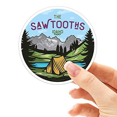 Sawtooth Mountains Idaho Stickers for Hydroflask, Laptop, RV - Sawtooths Decal - Стенли, Ketchum, Sun Valley ID Bumper Stickers