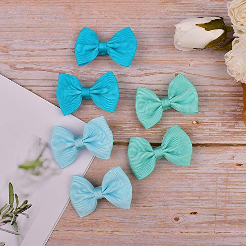EEBON Baby гърлс Tiny Hair Bow Клип Fabric Fully Covered No Slip Toddler Mini Barrette Бебе Small Hairpin Boutique Рипсено Ribbon Hair Accessories for the Kid Hairgrip Totally облицовани 40pcs 20 Colors