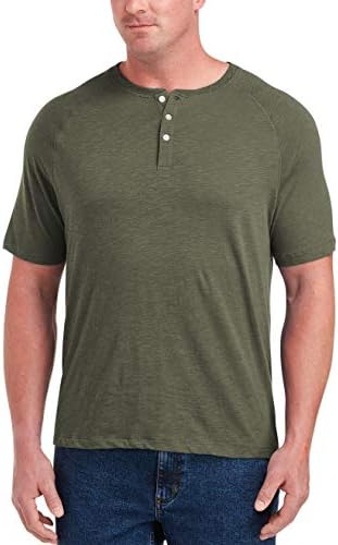 Essentials Мъжка тениска Big & Tall с къс ръкав в slub Henley fit by DXL