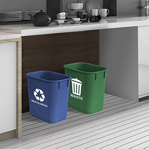 Acrimet Wastebasket Bin for Recycling and Waste 13QT (пластмаса) (зелено и синьо) (опаковка от 2)