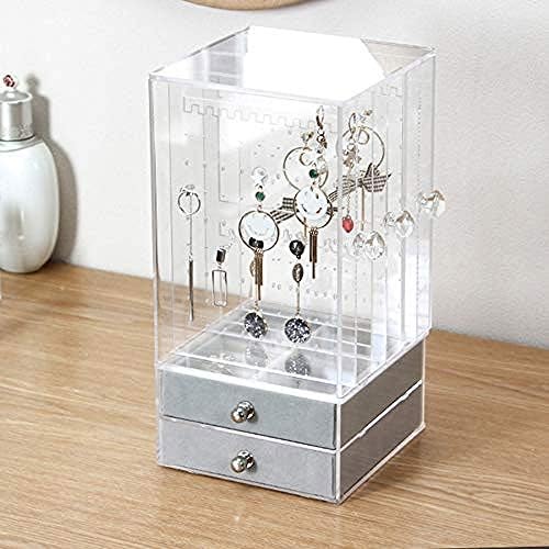 WYBFZTT-188 Jewelry Box-Jewelry Box for Women with2 Drawers, Velvet Jewellery Organizer for Earring Bracelet Гривна Necklace and Rings Storage (Цвят : Бял)