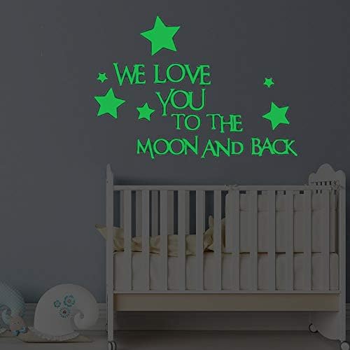 Yuyeran Lovely Baby Nursery Wall Decal Words Sticker at Night We Love You to The Moon and Back Wall Sticker Home Decor