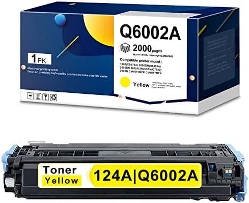 124A | Q6002A Съвместима Жълта тонер касета Заместител на HP 1600 2600dn 2605dn 2605n 2605dtn 2600n CM1015mfp CM1017mfp - 1 опаковка, се Продава RUBIDUMINK