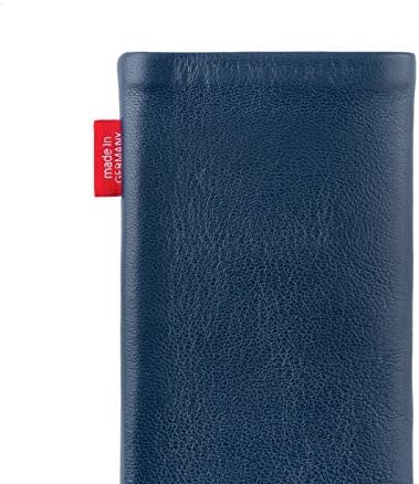 fitBAG Beat Blue Custom Tailored Sleeve for Oppo realme Narzo 30A | Произведено в Германия | Fine Nappa Leather Pouch Case Cover with Microfibre Подплата for Display Cleaning