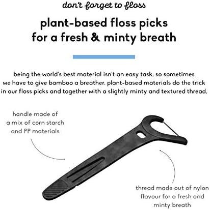 The Humble Co. Natural Dental Floss Picks (200 Броя) - Веганские, екологично чисти, устойчиви зъбни конци