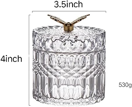Mozacona Butterfly Emboss Crystal Glass Jewelry Box Бижута за Съхранение на Бижута Organizer с Капак