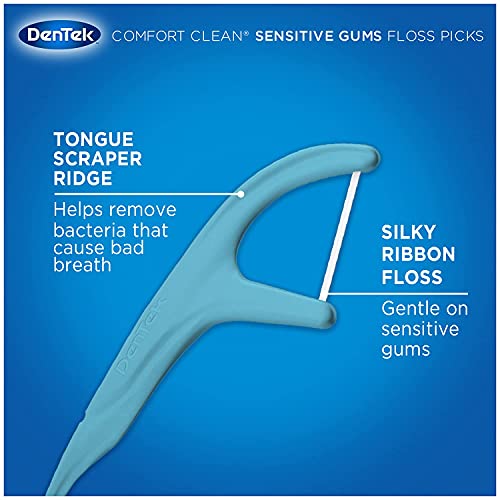 Конец за зъби DenTek Clean Comfort Sensitive Gums Picks, Мека и копринена лента (90 грама (опаковка от 4