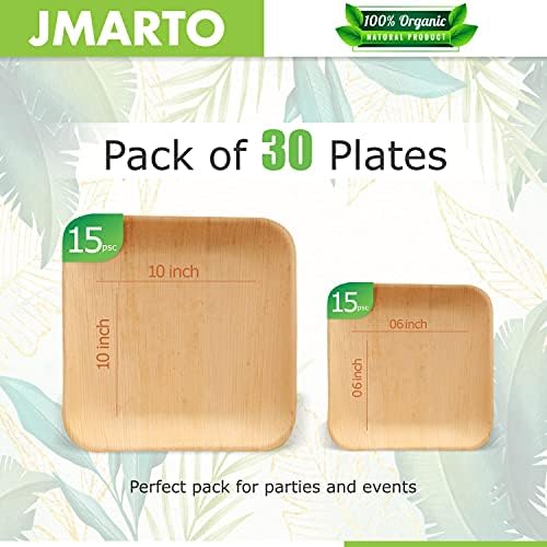 JMARTO за Еднократна употреба плоча от палмови листа - 10 см и 6 инча (опаковка от 30) Екологично чисти