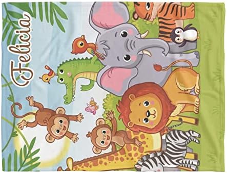 Джунглата Красиви Африкански Животни Детско Одеало с Името на Развъдника на Новороденото Пеленание Наметала