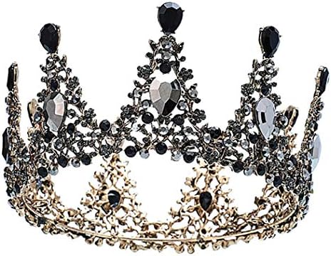 Aceorna Черни Короната на Кралицата и Кристални Диадеми Кристали Барокови Короната на Младоженеца на Сватбената Корона за Жени и Момичета, Декоративни Сватбени Диаде