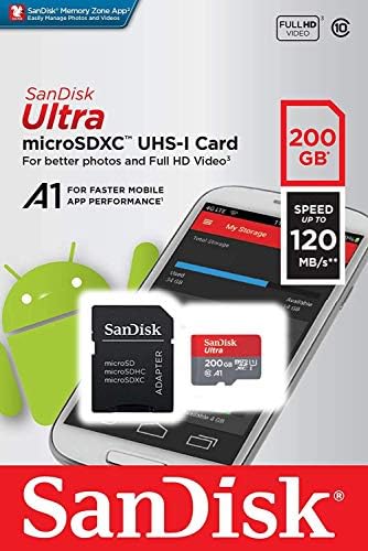 Ultra 200GB microSDXC Работи за КОТКА S61 Plus Проверени SanFlash и Пясък (A1/C10/U1/8k/120MBs)